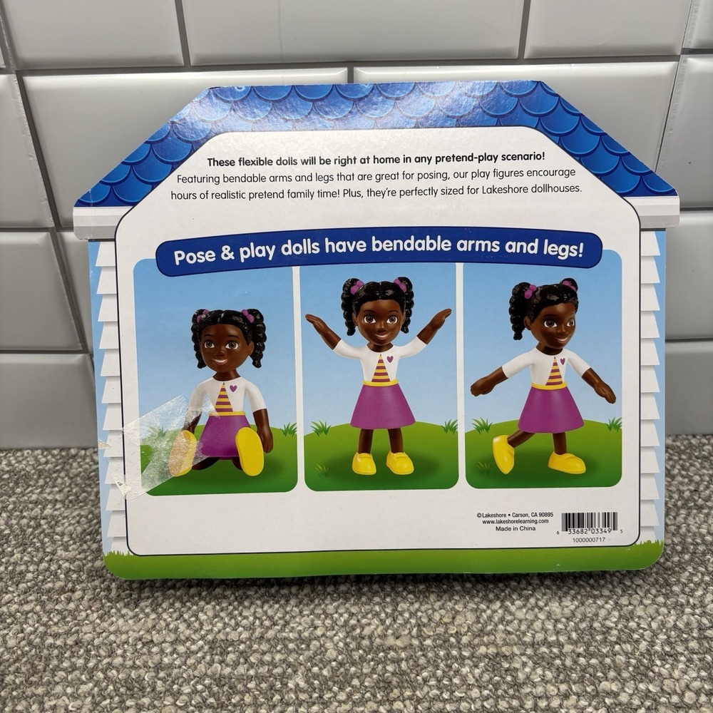 Lakeshore Pose Dollhouse People Dolls African American Hispanic Asian Families - Picture 3 of 7